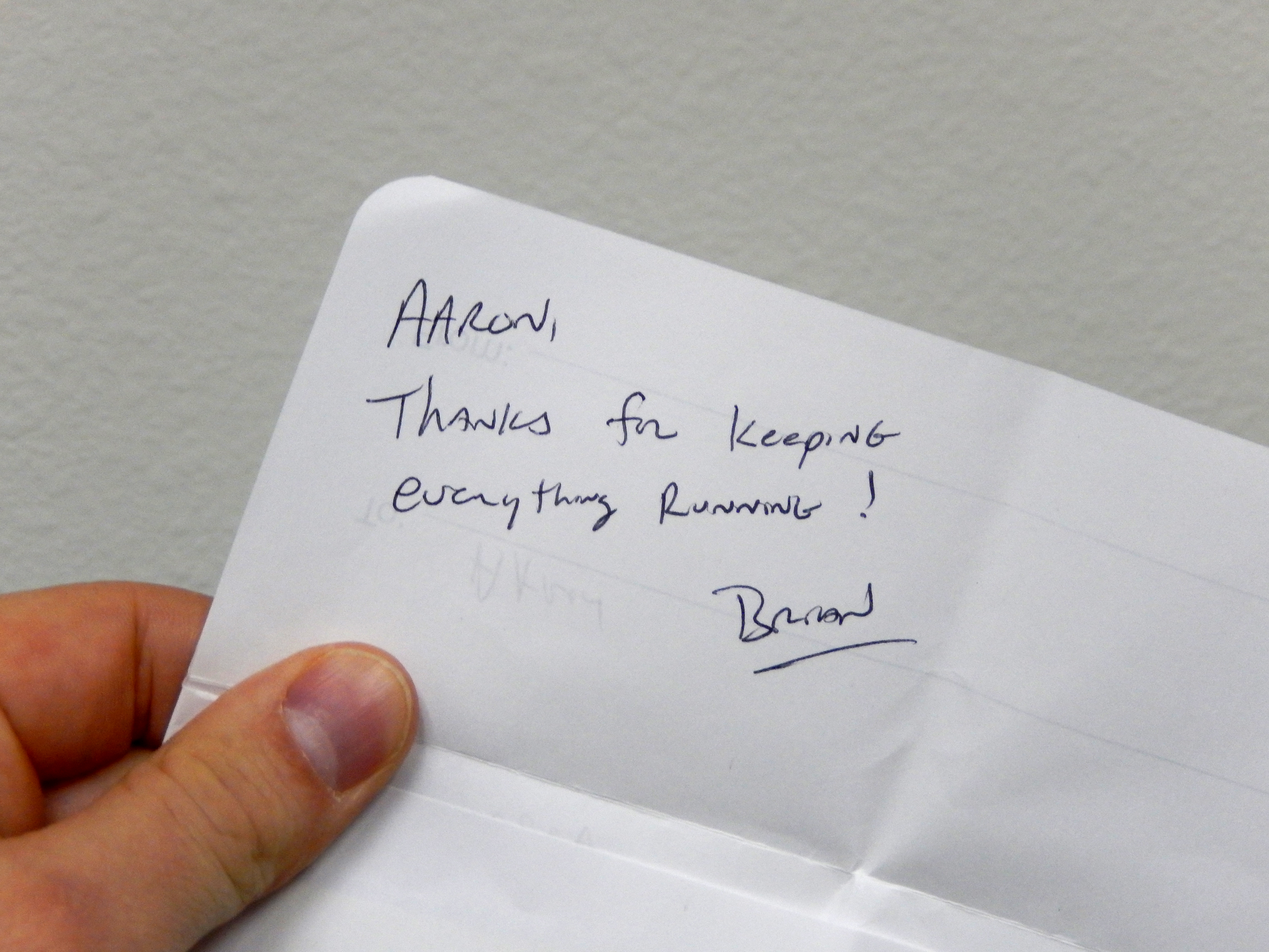 simple yet powerful "thank you note" from a client