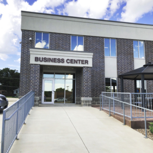 Entrance to the Linn Area Community Credit Union Business Center in Cedar Rapids, IA